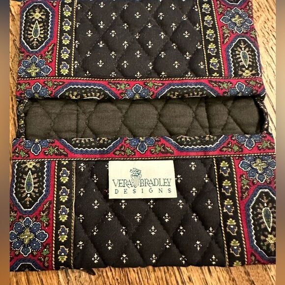 Vintage Rare Vera Bradley Checkbook Cover 90’s Pattern Black w/ Red and Blue - Picture 2 of 5